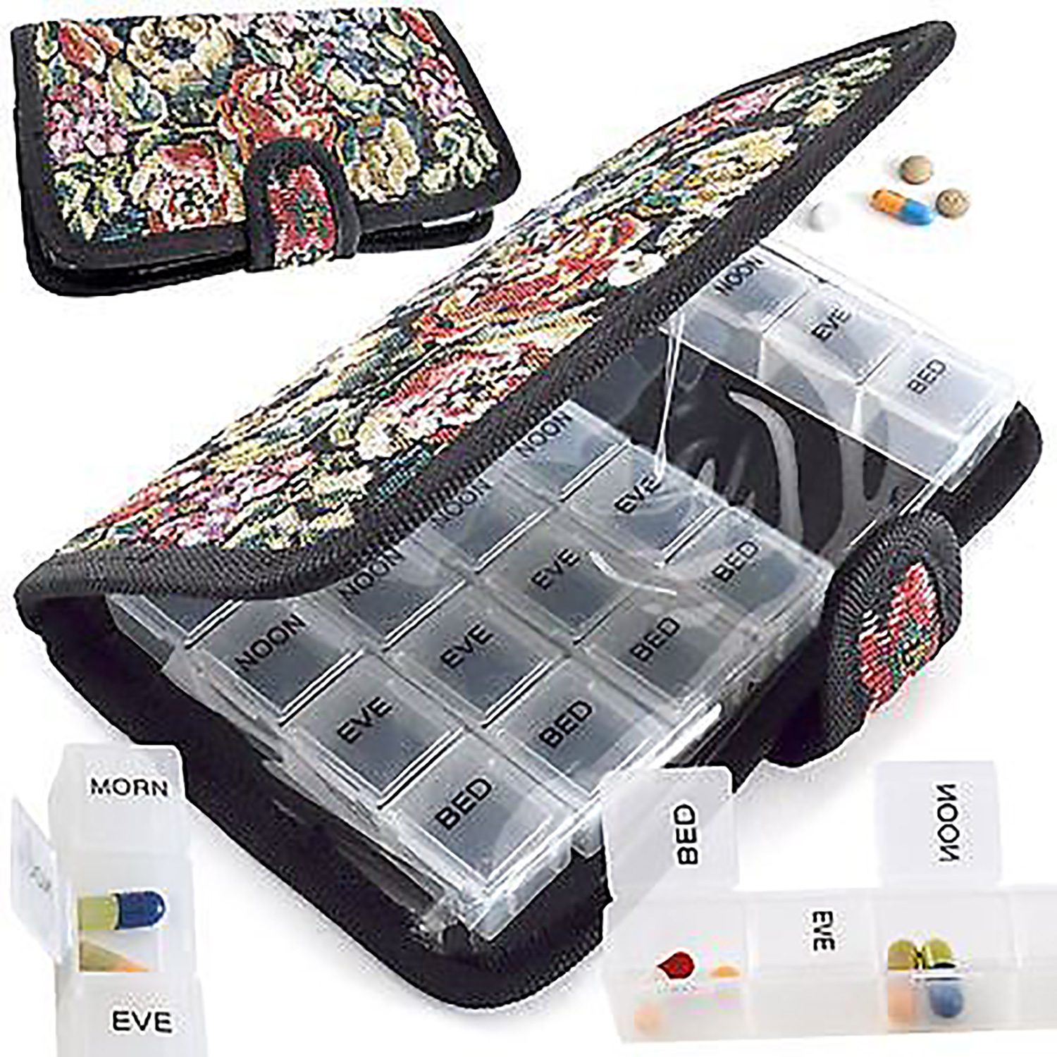 Tapestry Pill Case Organiser 7 Day Medication storage