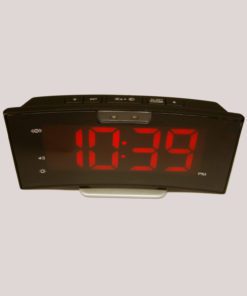 An extra loud alarm clock with vibrating shaker pad. Can connect to a telephone line to boost ring signal.