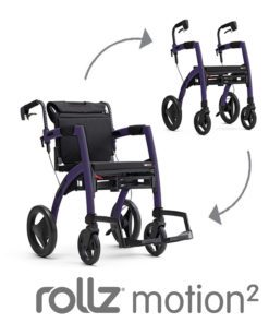 Deep purple rollz motion2 converts into a wheelchair