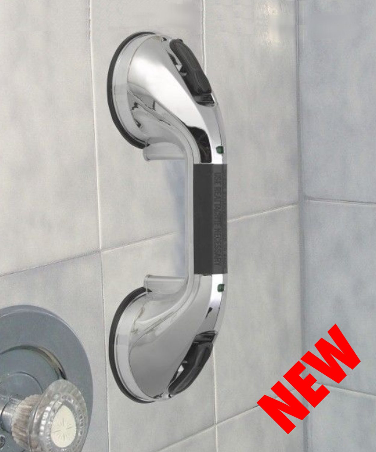 Chrome Suction Cup Grab Rail No Drilling Fits to Tiles and Glass