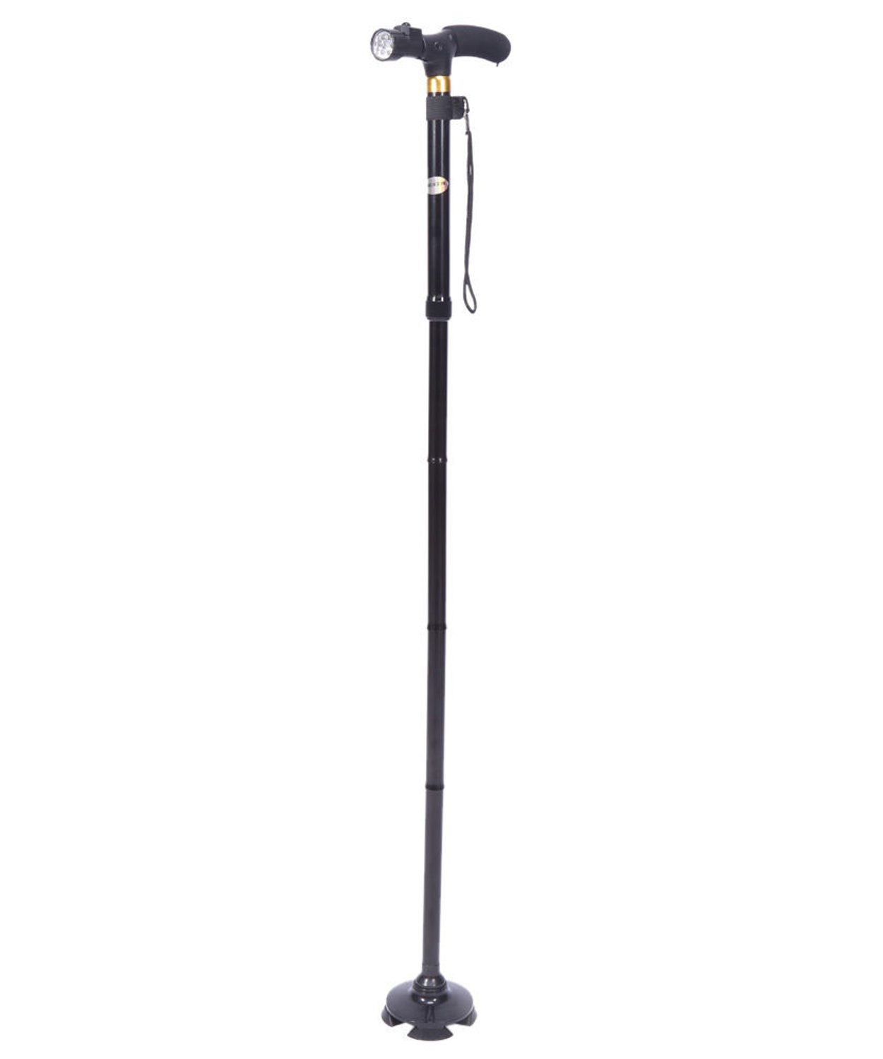 Folding Walking Stick with Torch  Height Adjustable with Pivoting Base for  Extra Grip