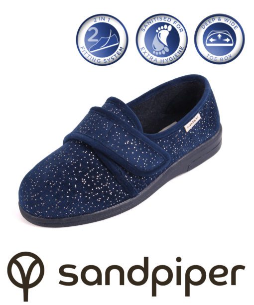 Sophie Navy sparkle slipper