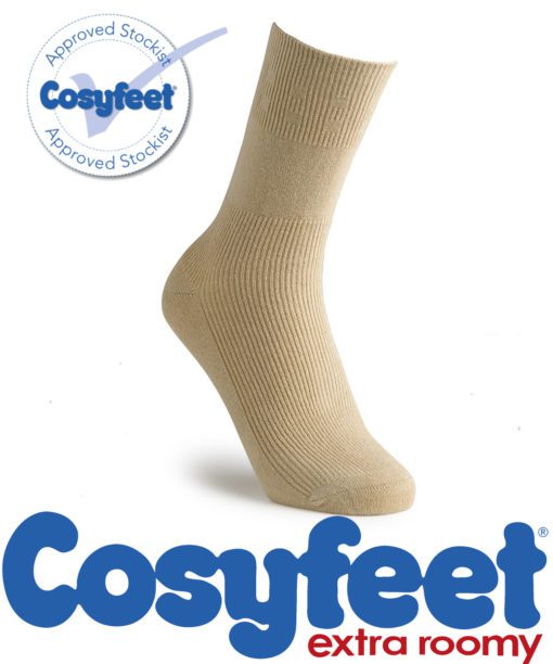 Cosyfeet extra roomy beige cotton rich socks