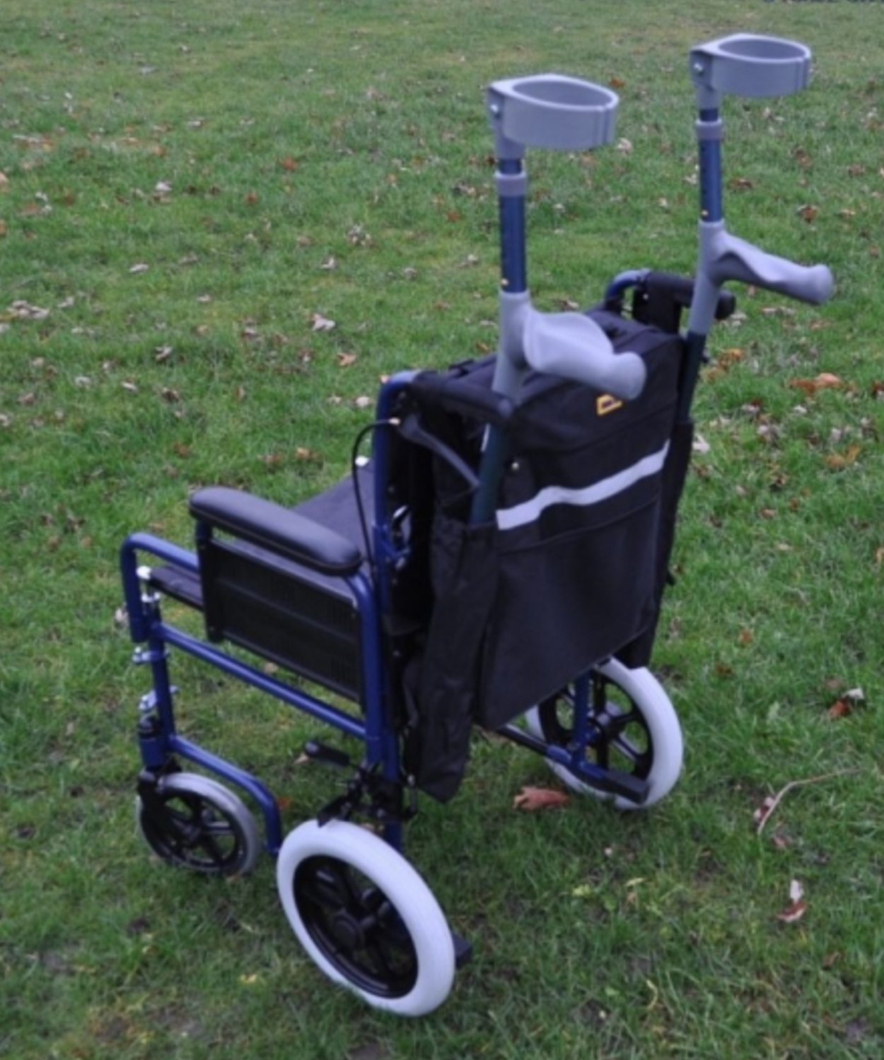 Wheelchair/Mobility Scooter bag with crutches holder fits most wheelchairs and mobility scooters