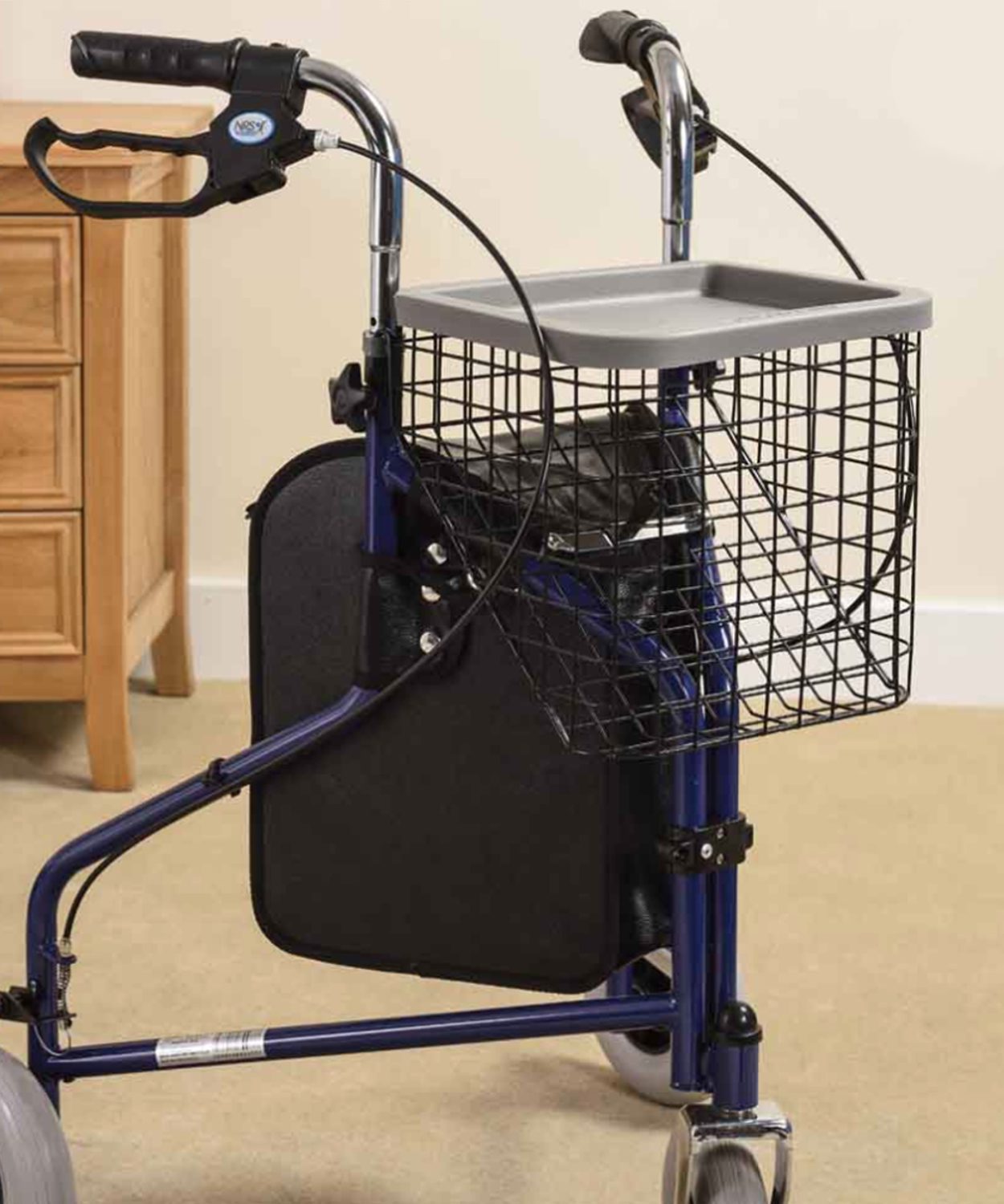 TriWalker Three Wheeled Walker with Basket, Tray and Zipped Bag