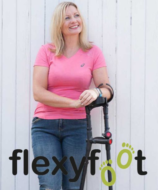 Lady using Flexyfoot crutches