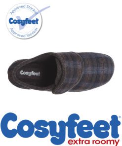 Cosyfeet extra roomy brown tartan slipper