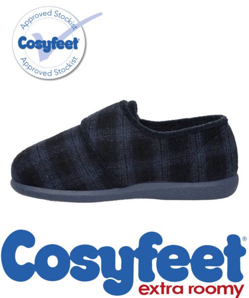 Cosyfeet extra wide Tartan slippers for men