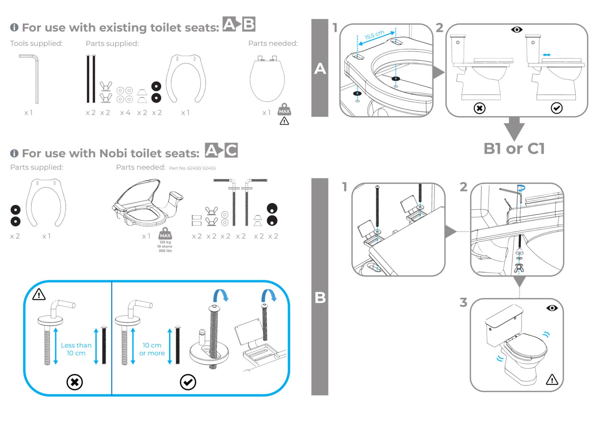 Toilet Seat Lift Boosts your toilet seat height by 50mm