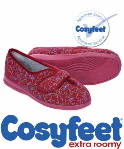 Cosyfeet Diane wine floral slippers