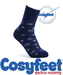 Cosyfeet Navy Snowflake Gripped Socks