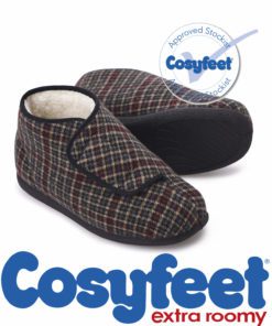 Pair of Cosyfeet Slippers Retro Check