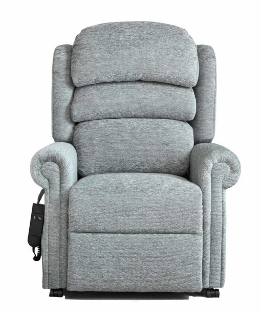 Duchy Waterfall back rise and recline chair in Silver fabric