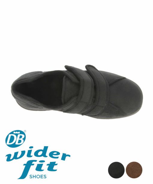 DB Wider Fit Joseph Twin Strap House Shoe in Black