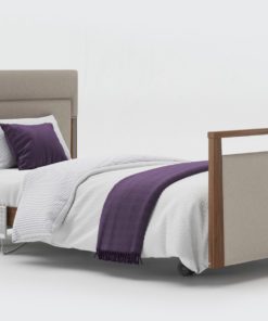 Upholstered profiling care bed in Walnut