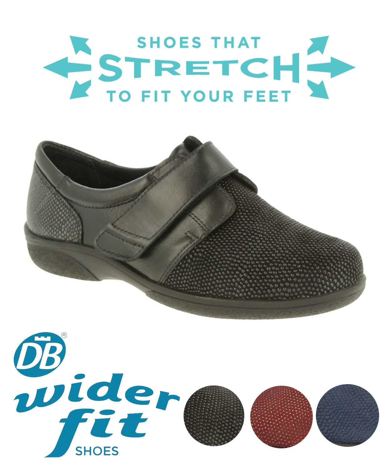 DB Wider Fit Ladies Shoes - Firecrest in Black 6v